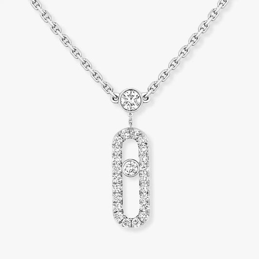 [Aura Jewels]2 Rows Rose Gold Diamond Pave_ Necklace Move Uno