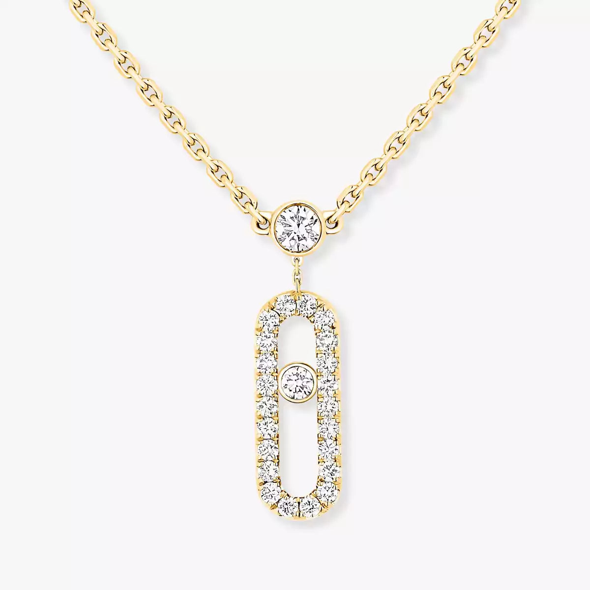[Aura Jewels]2 Rows Rose Gold Diamond Pave_ Necklace Move Uno