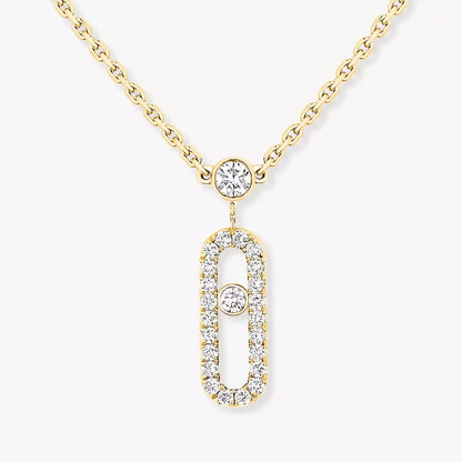 [Aura Jewels]2 Rows Rose Gold Diamond Pave_ Necklace Move Uno