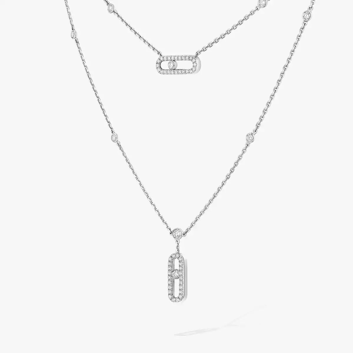 [Aura Jewels]2 Rows Rose Gold Diamond Pave_ Necklace Move Uno
