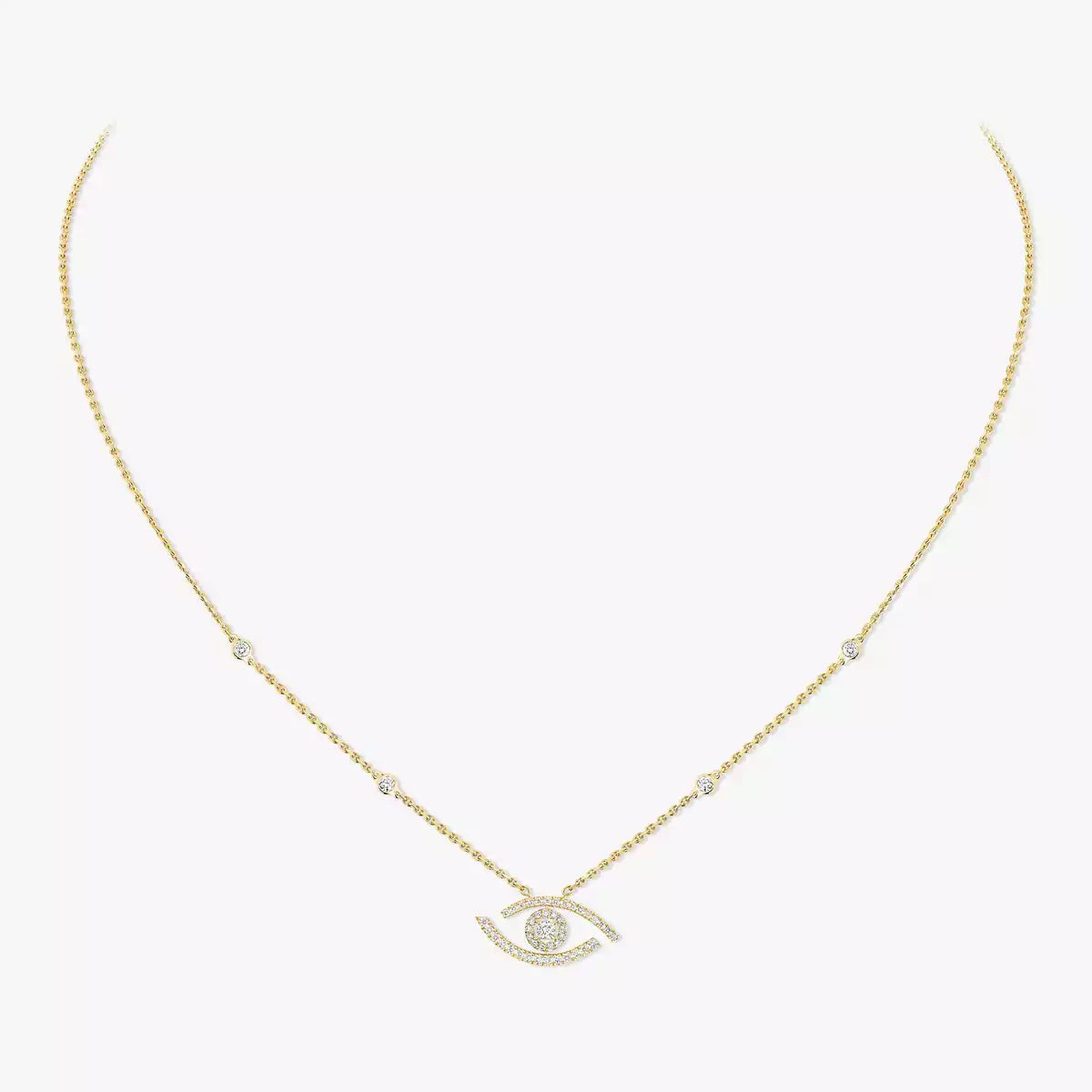 [Aura Jewels]Pave_ Diamond Necklace Lucky Eye