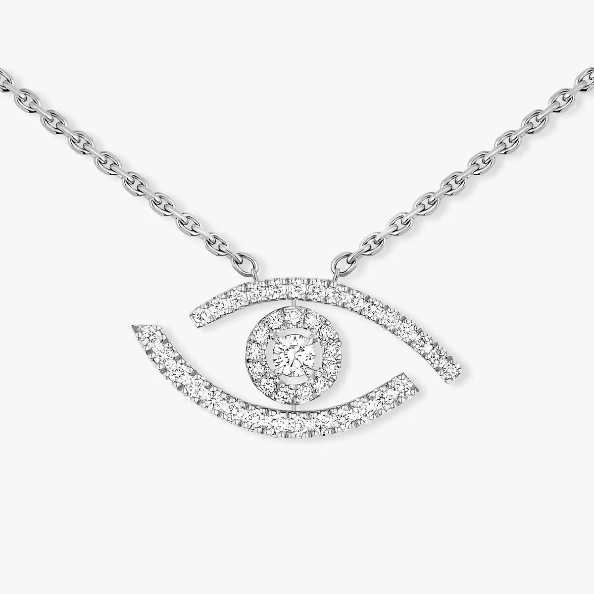 [Aura Jewels]Pave_ Diamond Necklace Lucky Eye