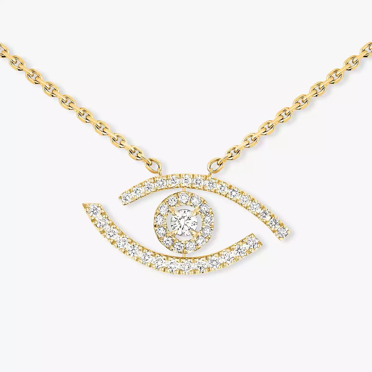 [Aura Jewels]Pave_ Diamond Necklace Lucky Eye