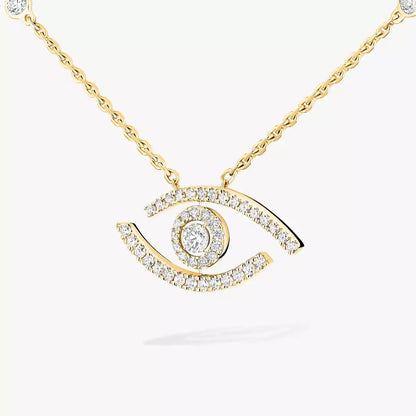 [Aura Jewels]Pave_ Diamond Necklace Lucky Eye