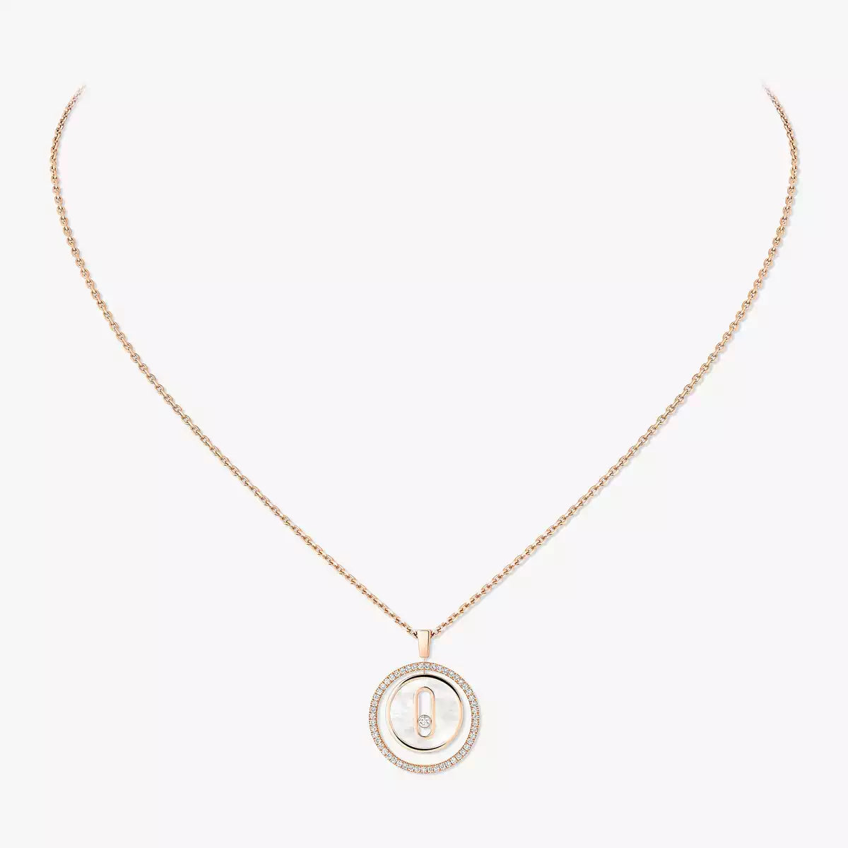 [Aura Jewels]Lucky Move Diamond Necklace in Rose Gold and White Mother-of-Pearl