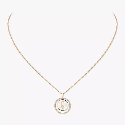 [Aura Jewels]Lucky Move Diamond Necklace in Rose Gold and White Mother-of-Pearl