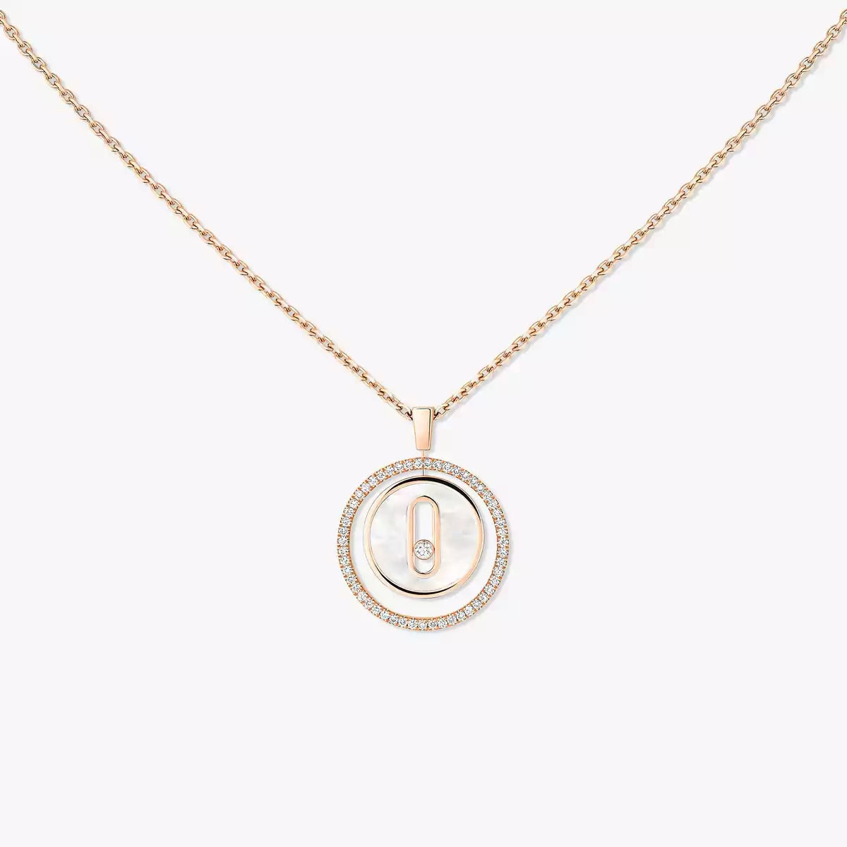 [Aura Jewels]Lucky Move Diamond Necklace in Rose Gold and White Mother-of-Pearl