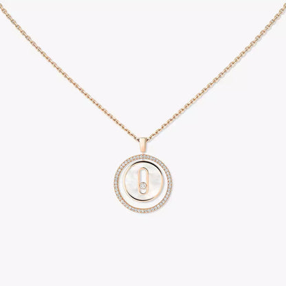 [Aura Jewels]Lucky Move Diamond Necklace in Rose Gold and White Mother-of-Pearl