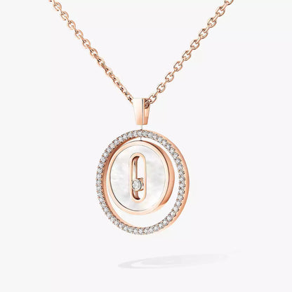 [Aura Jewels]Lucky Move Diamond Necklace in Rose Gold and White Mother-of-Pearl