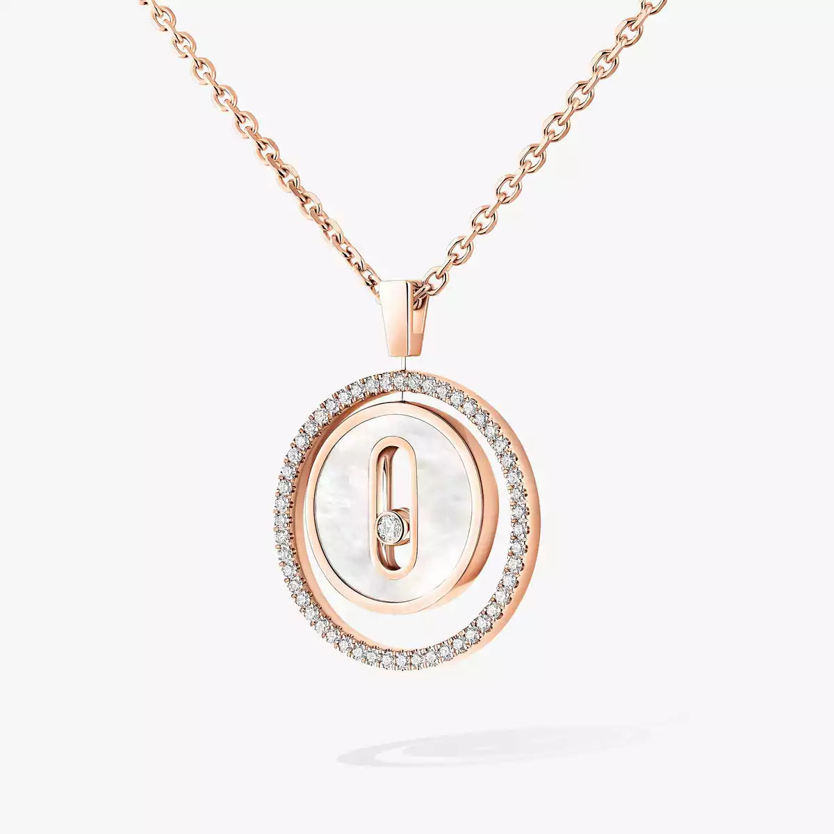 [Aura Jewels]Lucky Move Diamond Necklace in Rose Gold and White Mother-of-Pearl
