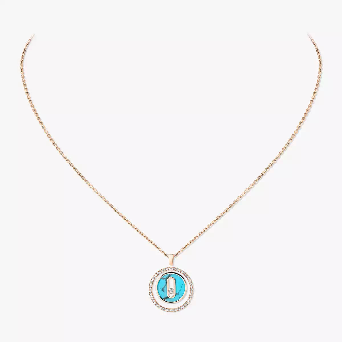 [Aura Jewels]Lucky Move Diamond Necklace in Rose Gold and White Mother-of-Pearl