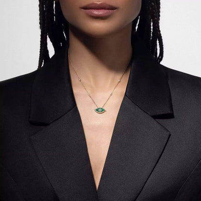 [Aura Jewels]Lucky Eye Diamond Necklace in Rose Gold and Turquoise