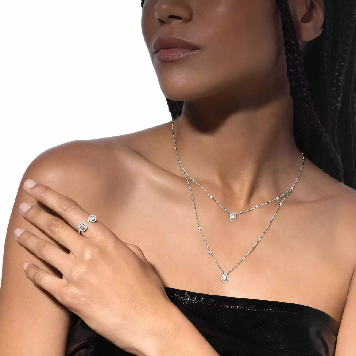 [Aura Jewels]Diamond Necklace My Twin 2 Rows