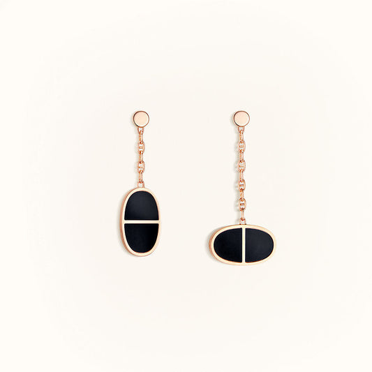 ¡®Aura Jewels¡¯CHAINE VERSO BLACK CERAMIC EARRINGS