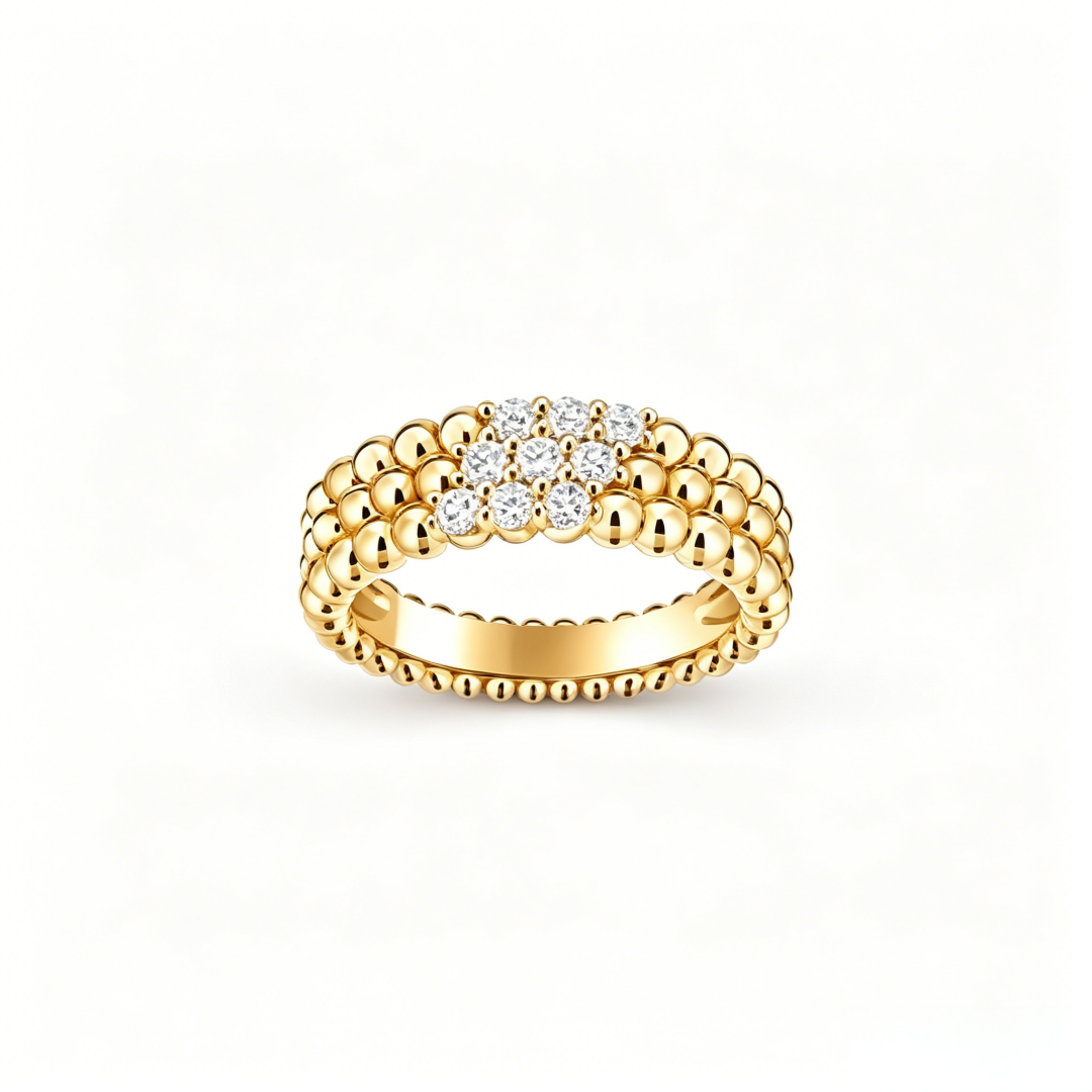 [Aura Jewels] THREE-ROW DIAMOND RING