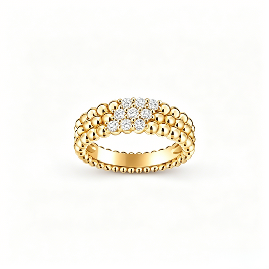[Aura Jewels] THREE-ROW DIAMOND RING