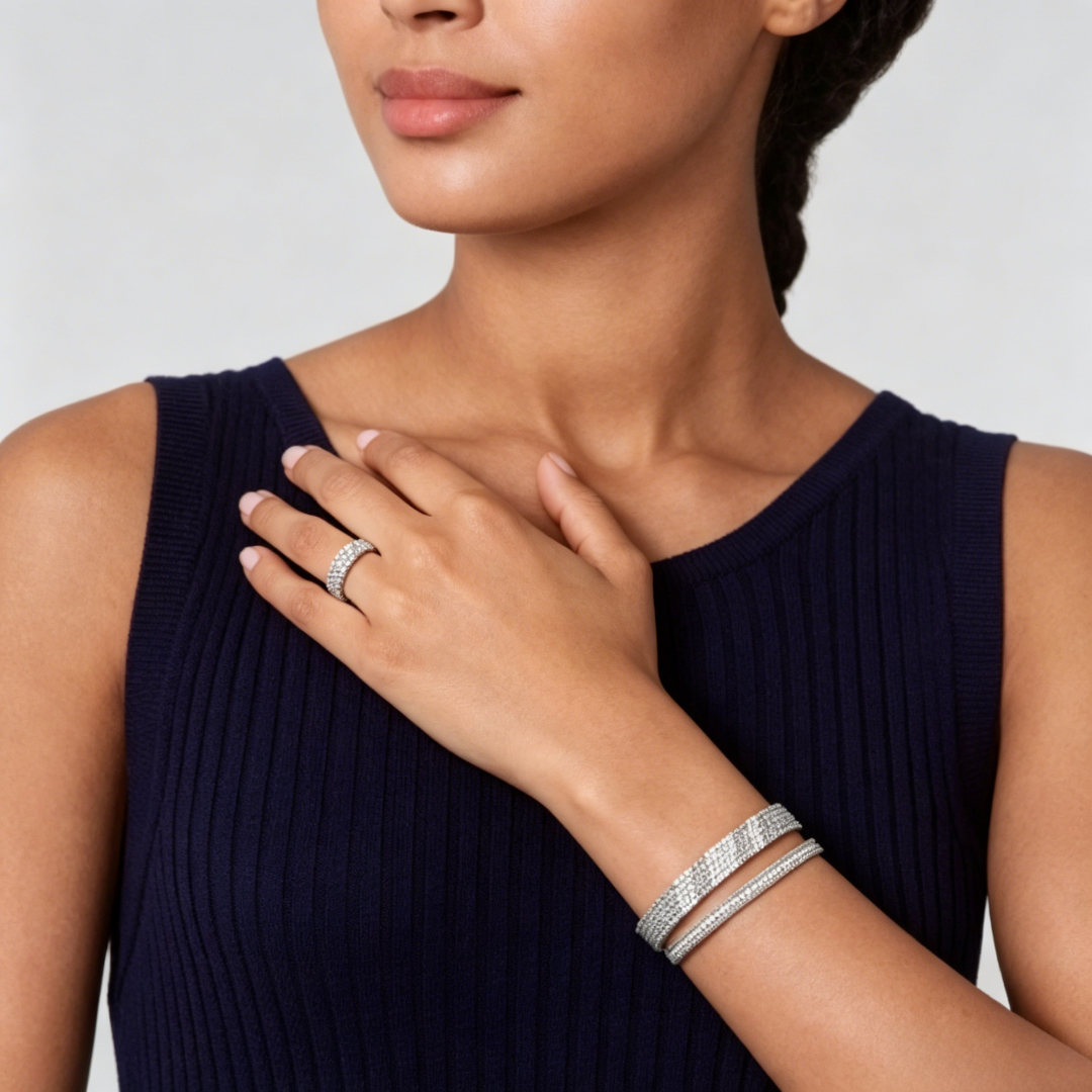 [Aura Jewels] THREE-ROW DIAMOND RING
