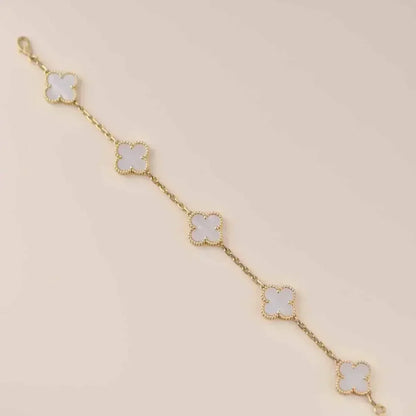 [Aura Jewels]New CLOVER WHITE PEARL MOP 5 MOTIF BRACELET COLLECTION