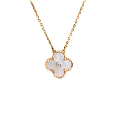 ¡®Aura Jewels¡¯CLOVER 15MM DIAMOND WHITE FRITILLARIA NECKLACE
