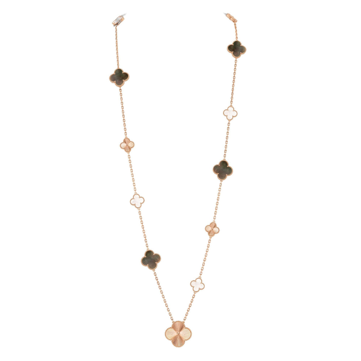 [Aura Jewels]DETACHABLE CLOVER 15(11+4) FLOWER ROSE GOLD NECKLACE SET