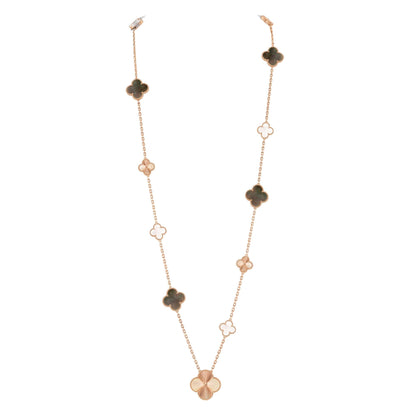 [Aura Jewels]DETACHABLE CLOVER 15(11+4) FLOWER ROSE GOLD NECKLACE SET