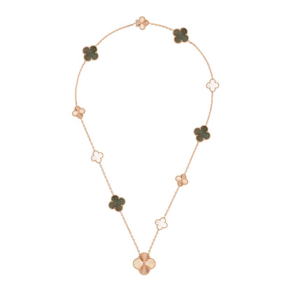 [Aura Jewels]DETACHABLE CLOVER 15(11+4) FLOWER ROSE GOLD NECKLACE SET