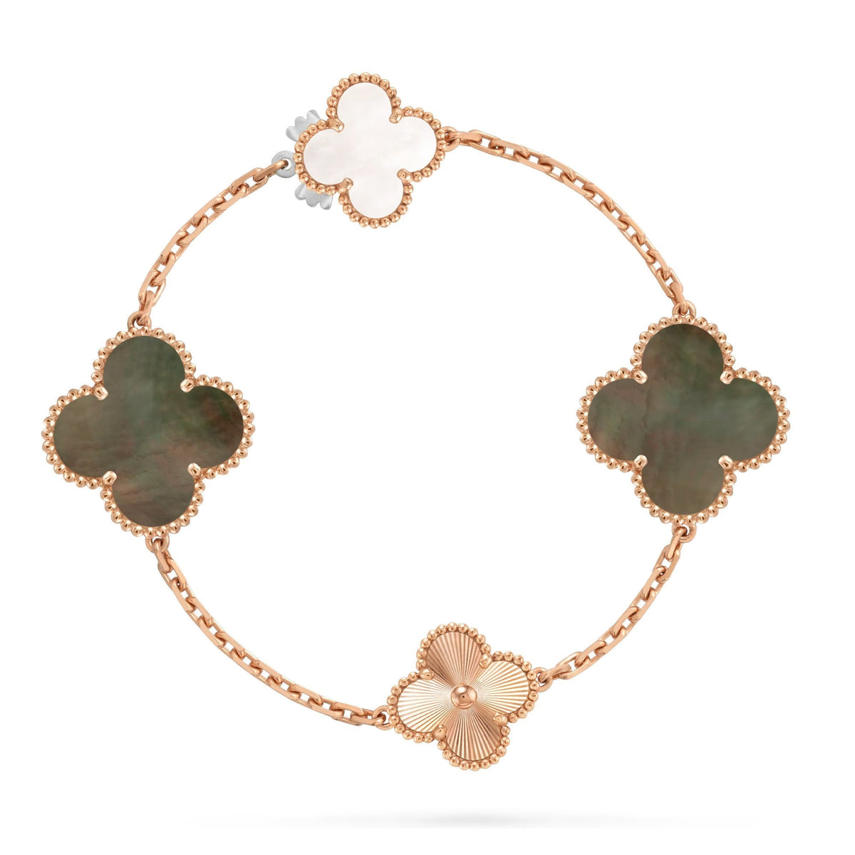 [Aura Jewels]DETACHABLE CLOVER 15(11+4) FLOWER ROSE GOLD NECKLACE SET
