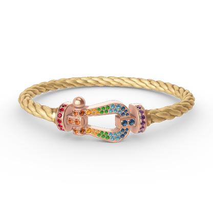¡®Aura Jewels¡¯FORCE LARGE HORSESHOE  COLORED DIAMOND BRACELET ROSE GOLD