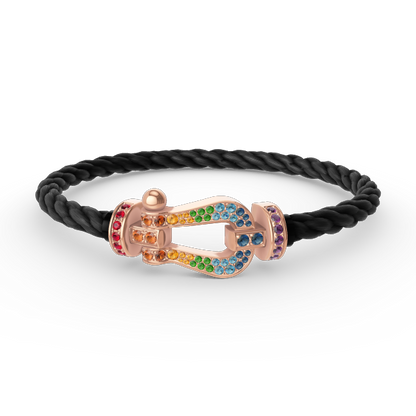 ¡®Aura Jewels¡¯FORCE LARGE HORSESHOE  COLORED DIAMOND BRACELET ROSE GOLD