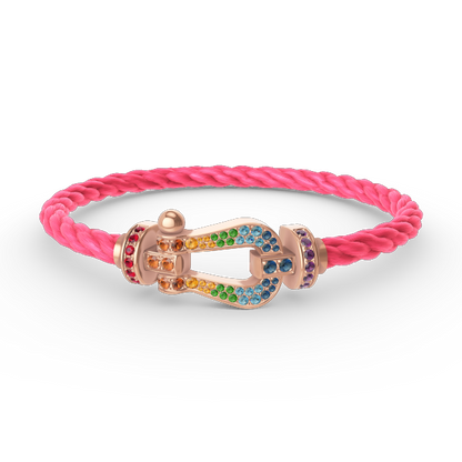 ¡®Aura Jewels¡¯FORCE LARGE HORSESHOE  COLORED DIAMOND BRACELET ROSE GOLD