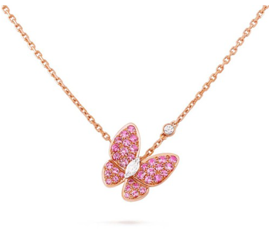 ¡®Aura Jewels¡¯BUTTERFLY RED DIAMOND ROSE GOLD NECKLACE