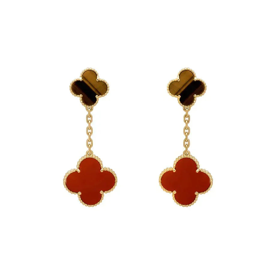 ¡®Aura Jewels¡¯CLOVER  2 MOTIF  TIGER EYE CARNELIAN EARRINGS