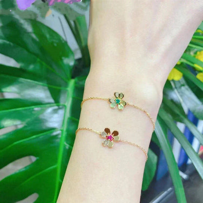 ¡®Aura Jewels¡¯FRIVOLE GOLD FLOWER PINK MALACHITE BRACELET