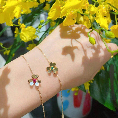 ¡®Aura Jewels¡¯FRIVOLE GOLD FLOWER PINK MALACHITE BRACELET