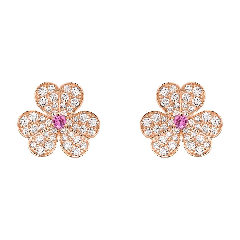 ¡®Aura Jewels¡¯FRIVOLE PINK GOLD FLOWER DIAMOND EARRINGS