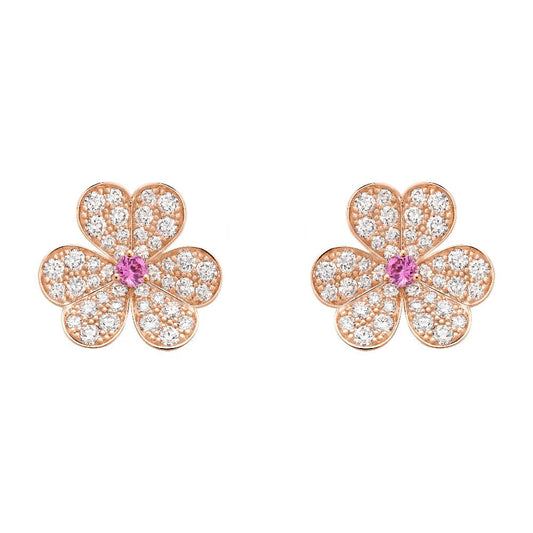 ¡®Aura Jewels¡¯FRIVOLE PINK GOLD FLOWER DIAMOND EARRINGS
