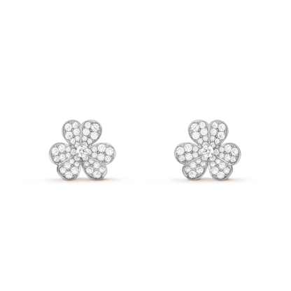 ¡®Aura Jewels¡¯FRIVOLE SILVER FLOWER DIAMOND EARRINGS
