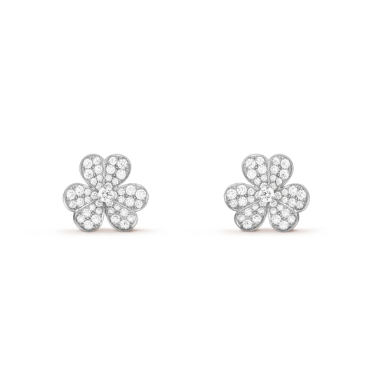 ¡®Aura Jewels¡¯FRIVOLE SILVER FLOWER DIAMOND EARRINGS