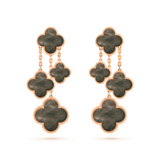 ¡®Aura Jewels¡¯CLOVER EARRINGS DARK MOP 4 MOTIFS ROSE GOLD