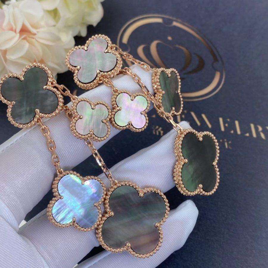¡®Aura Jewels¡¯CLOVER EARRINGS DARK MOP 4 MOTIFS ROSE GOLD