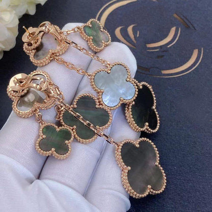 ¡®Aura Jewels¡¯CLOVER EARRINGS DARK MOP 4 MOTIFS ROSE GOLD