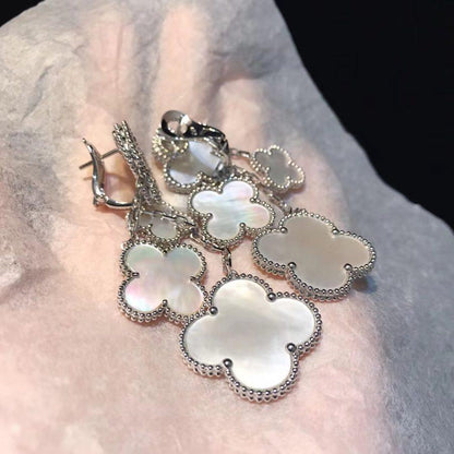 ¡®Aura Jewels¡¯CLOVER EARRINGS WHITE MOP 4 MOTIFS SILVER