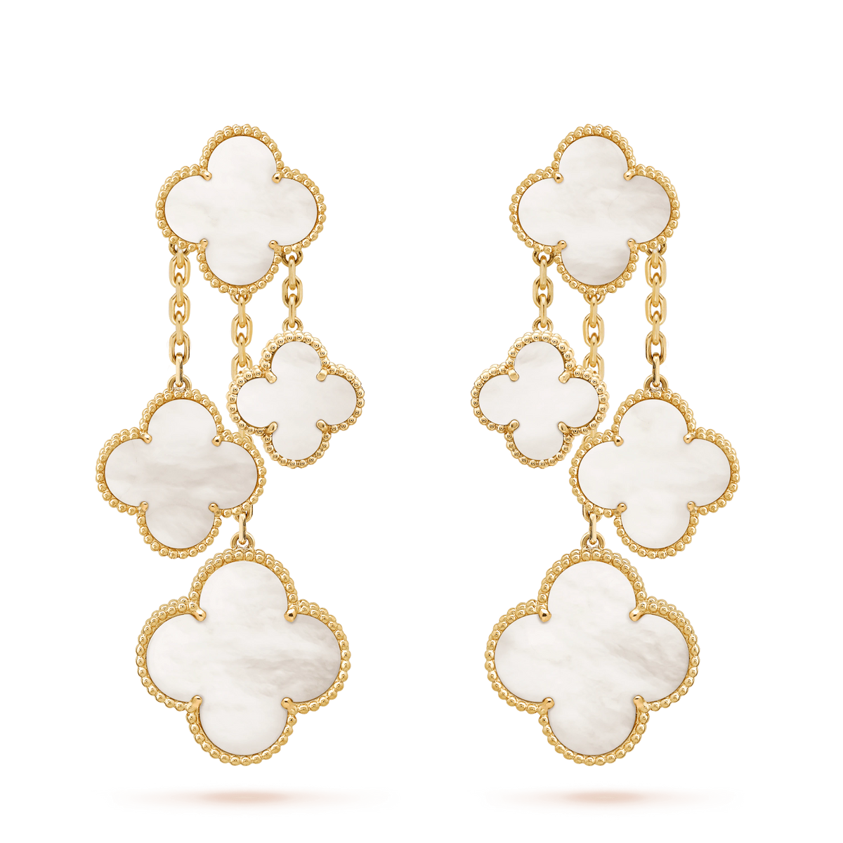 ¡®Aura Jewels¡¯CLOVER EARRINGS WHITE MOP 4 MOTIFS GOLD
