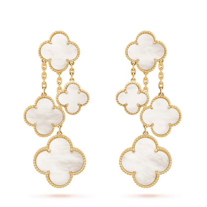 ¡®Aura Jewels¡¯CLOVER EARRINGS WHITE MOP 4 MOTIFS GOLD