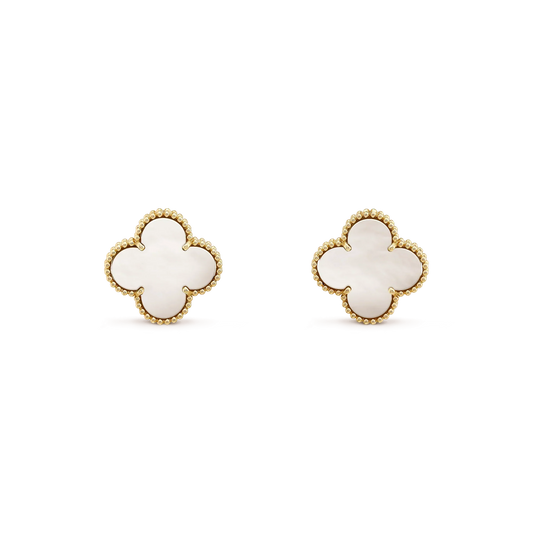 ¡®Aura Jewels¡¯CLOVER MEDIUM 1 MOTIFS  WHITE MOP STUD EARRINGS