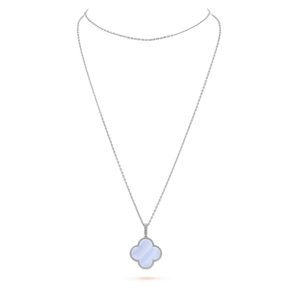 ¡®Aura Jewels¡¯CLOVER SILVER CHALCEDONY BIG CLOVER NECKLACE