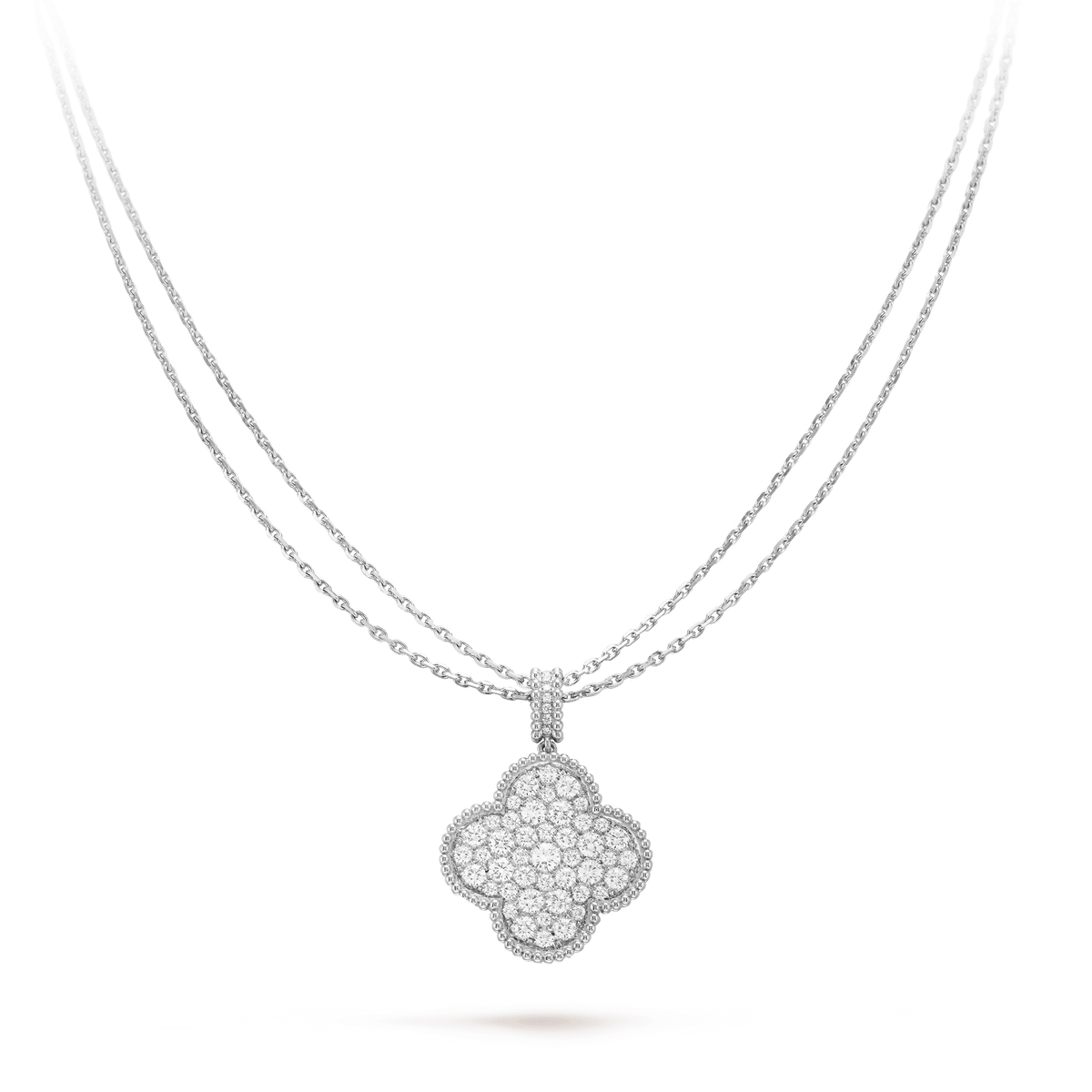 ¡®Aura Jewels¡¯CLOVER 25MM SILVER FULL DIAMOND BIG CLOVER NECKLACE