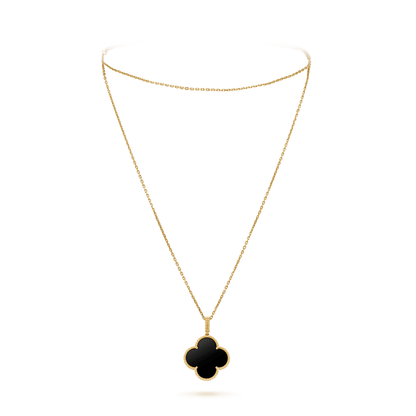 ¡®Aura Jewels¡¯CLOVER 25MM GOLD ONYX BIG CLOVER NECKLACE