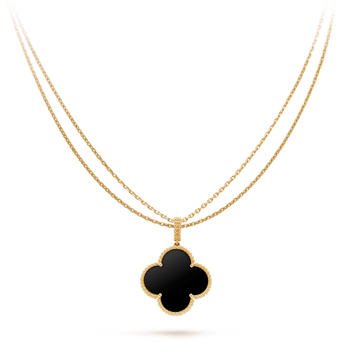 ¡®Aura Jewels¡¯CLOVER 25MM GOLD ONYX BIG CLOVER NECKLACE