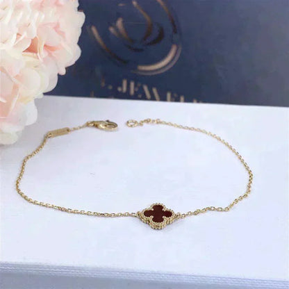 ¡®Aura Jewels¡¯CLOVER  CARNELIAN SINGLE FLOWER BRACELET